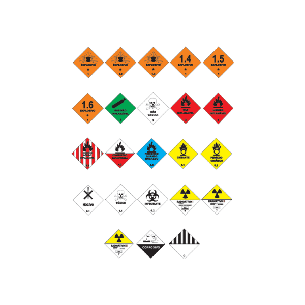 Placas para identificação de cargas perigosas